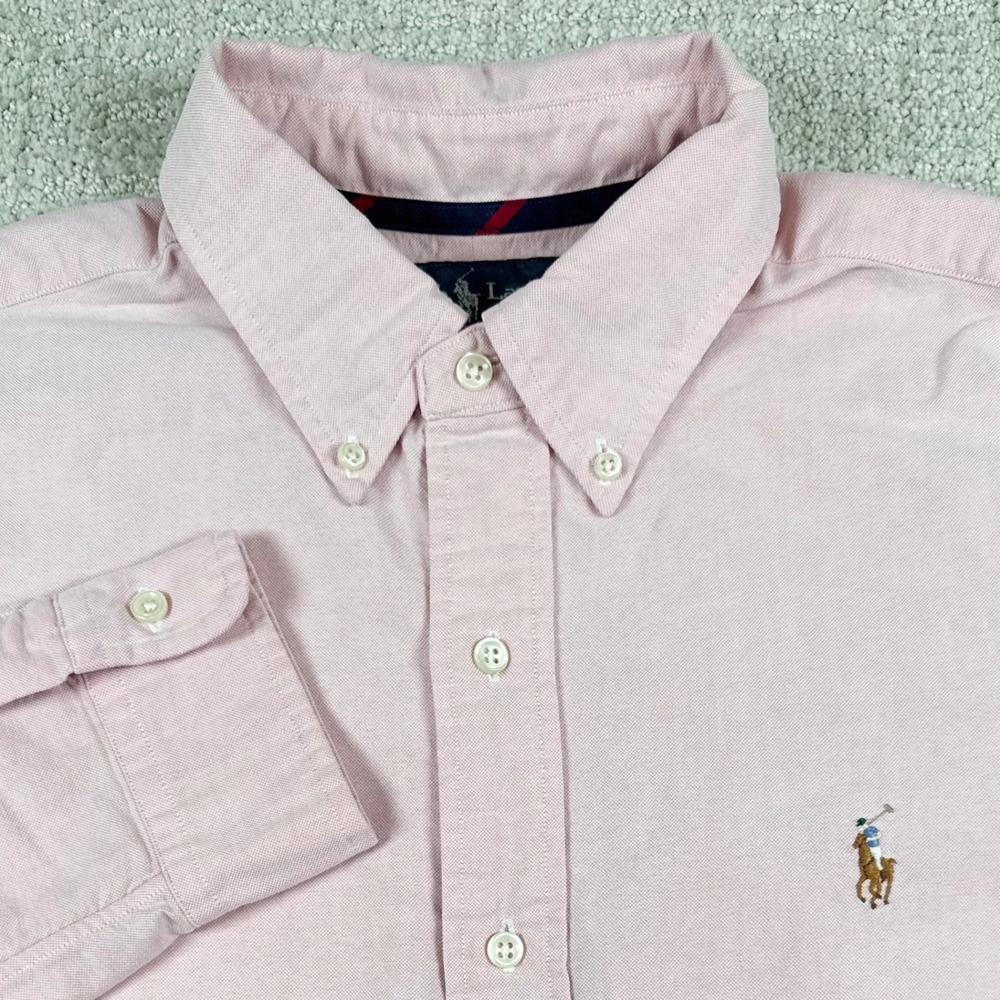Polo Ralph Lauren Mens Large Pink Classic Fit Cotton Oxford Button Down Shirt